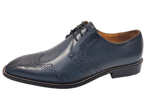 Zapatos Oxford de Vestir para Hombre, de Cuero Genuino Azul, con Punta en Pico, con Cordones, para Oficina, Carrera Profesional, Color Sólido, para Todas las Temporadas - Product Image 3