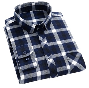 Chemise en flanelle à carreaux vertes pour homme, manches longues, col rabattu, décontractée, 100% coton, respirante, brossée, douce - Product Image 6