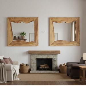 Miroir mural en bois Art Déco à motif géométrique pour la décoration de maison de luxe, accessoire de miroir suspendu en gros - Product Image 5