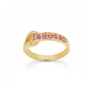 Sterling <b>Silver</b> 925 Rhodolite <b>Garnet</b> 7 Stone Modern <b>Ring</b> Cut Prong Setting 1 Micron Gold Rhodium Plated Wedding Designer Band - Product Image 2