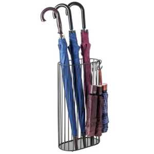 Modern Black Wire Umbrella Stand Oval Metal Storage Rack Side <b>Hooks</b> Walking Stick Folding Umbrella Organizer Wholesale - Product Image 1