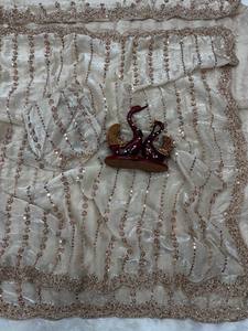 Sari de Seda Suave Reglance con Cuentas Brillantes y Cristales, Estilo Tradicional, Secado Rápido y Sin Arrugas, para Mujer - Product Image 1