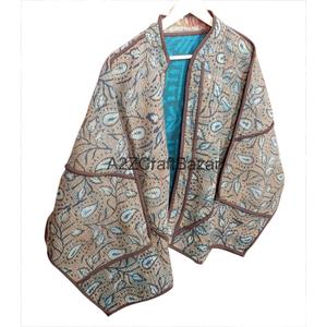 Best Quality Handmade Quilted Cotton <b>Kantha</b> <b>Jacket</b> Mandarin Collar Full Sleeve Autumn Winter Women's Fashion Regular-Length - Product Image 2