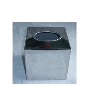 Caja de pañuelos de acero de alta calidad con pulido de espejo y juego de tocador de apertura ovalada Soporte de caja de pañuelos de metal en precio al por mayor - Product Image 4