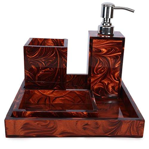 Ensemble d'accessoires de salle de bain modernes de style classique en résine écologique personnalisable, taille sur mesure - Product Image 4