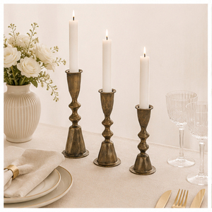 Handcrafted Antique <b>Brass</b> Taper Candle <b>Holders</b> Set Metal <b>Candlestick</b> <b>Holders</b> for Wedding Centerpieces Luxury Dining Table Decor - Product Image 6