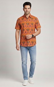 Handmade Block Print Cotton <b>Shirt</b> Mens Eco Friendly Summer <b>Shirt</b> Indian Ethnic Wear Bulk Export - Product Image 3