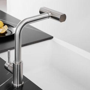 Rubinetto da Cucina Monocomando in Nichel Spazzolato con Doccetta Estraibile - Rubinetti da Cucina Premium - Product Image 6
