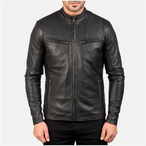 Veste en cuir classique pour homme, coupe ajustée, respirante, col en V, fermeture éclair intégrale, imperméable, coupe-vent, logo personnalisable - Product Image 2