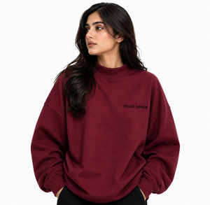 Sudadera de cuello alto ligera de algodón polar para uso casual con hombros caídos, proveedor OEM ODM al por mayor - Product Image 1