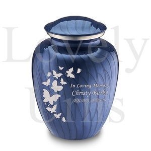 Adult Embrace Pearl Cobalt Blue Butterfly Cremation Urn Memorial <b>Ash</b> Container Funeral <b>Keepsake</b> Elegant Durable - Product Image 2