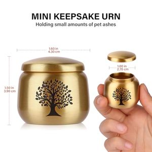 Vintage Brass <b>Keepsake</b> <b>Memorial</b> Urn Funeral Ash Container Crafted With Artistic Matte Texture And Elegant Detailing - Product Image 5