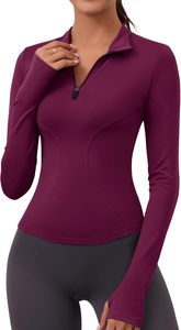Haut de sport en jersey tricoté pour femme, séchage rapide, respirant, demi-zip, imprimé esthétique, vêtement de tennis décontracté, t-shirt - Product Image 5