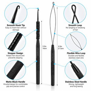 Kit d'outils de pose de perles pour extensions capillaires Or Rose, en acier inoxydable, avec pince de fermeture et d'élimination de micro-perles, enfileur de boucles ZetomedPro - Product Image 4