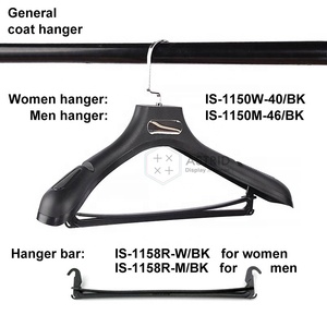Astrid 40CM Custom Logo PP <b>Black</b> Plastic Flexible Injection High Quality Durable Clothes Hanger for Wardrobe Fashion Store - Product Image 2
