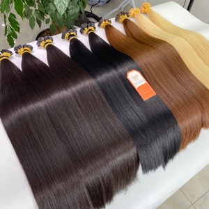 Extensions de cheveux humains en kératine I Tip en gros, lisses, différentes couleurs, double trame, mèches de cheveux humains bruts, cuticules alignées - Product Image 1