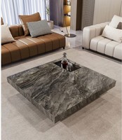 Table basse carrée en marbre gris moderne et exotique, plateau de table, meuble de salon, fournisseur en gros