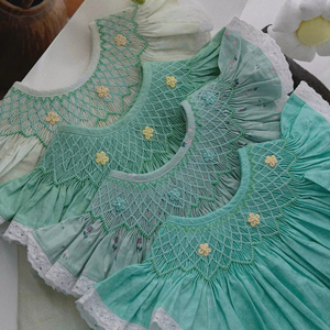 Robe pour bébé fille personnalisée, col personnalisé, coton biologique, fleurs, respirante, lavable, anti-rides, à porter en toutes saisons - Product Image 1