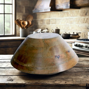 Grands bols de service de fruits en bois de conception traditionnelle bols décoratifs sans danger pour les fêtes-cadeaux de fête des mères - Product Image 6