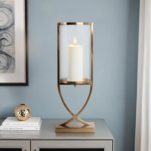Decorative Antique Style Modern <b>Gold</b> Hurricane Candleholder Cylinder Shape Heat Resistant Durable Home Decoration <b>Lantern</b> - Product Image 6