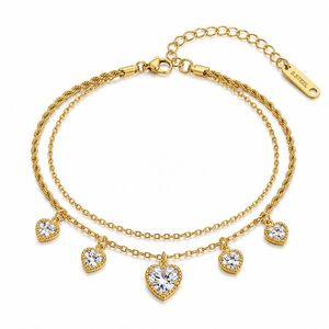 Adjustable 18K <b>Gold</b> Plated Brass Heart Charm <b>Anklet</b> boho <b>anklet</b> women - Product Image 6