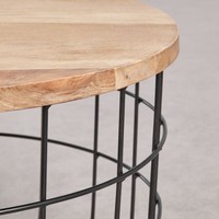 Table basse ronde Vandana Grand Stellar Ø62 cm en bois de manguier et acier Ket