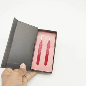 Juego de 2 Pinzas de Precisión para Pestañas de Acero Inoxidable Rojo con Puntas Rectas e Inclinadas de 10 mm de Longitud - Product Image 6