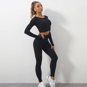 Custom logo Women Clothing Two Piece <b>Zipper</b> Sets Long Sleeve Zip <b>Top</b> and High Waist Leggings Gym Sportswear Long Sleeve Set - Product Image 3