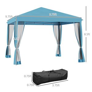 Gazebo Pop-up da Esterno 10x10 Blu Chiaro a Montaggio Istantaneo con 4 Pareti Laterali in Rete per Feste - Product Image 3
