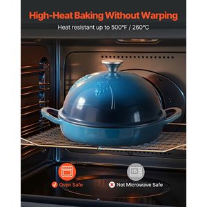 Olla de hierro fundido esmaltado de alta resistencia de 5 cuartos para hornear pan de masa madre, con doble asa y tapa. - Product Image 4