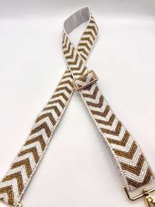 Handmade Checkerboard Canvas <b>Bag</b> <b>Strap</b> With Gold Hooks Rectangular Shape Textile Material - Product Image 3