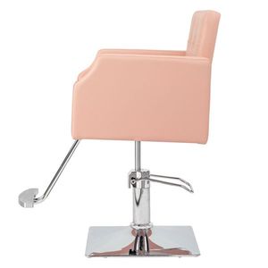 PVC Leather & Aluminum Alloy 150kg Capacity High Oil Pump Barber Chair with Square Rivet Type Chassis Available in Pink - Product Image 3