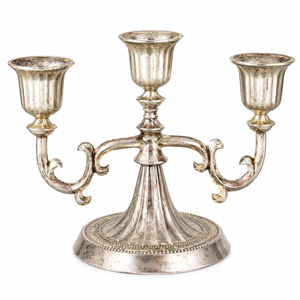 3 Arm Metal Candelabra Deluxe Quality <b>Silver</b> Candle Holder Wholesale Tabletop <b>Candlestick</b> Stand For Wedding Centerpiece - Product Image 1