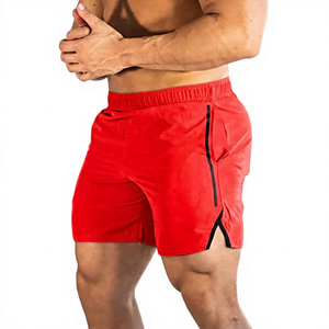 Shorts de sport gris pour homme à séchage rapide avec bande latérale, taille élastique, longueur mi-cuisse, décontractés - Product Image 5