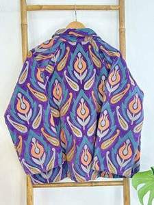 Chaqueta de Algodón Suzani Hecha a Mano al por Mayor, Bordado Floral Multicolor con Cuello, Manga Larga, Estilo Bohemio Étnico - Product Image 4
