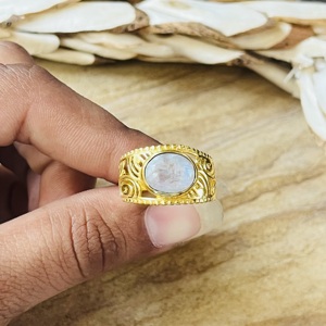 New Arrival Moonstone <b>Rings</b> Boho Brass <b>Ring</b> For Women 18k <b>Gold</b> Plated Filigree Statement <b>Cocktail</b> <b>Ring</b> For Wholesale/OEM/ODM - Product Image 4