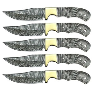 Lames brutes Skinner en acier Damas pour couteaux à lame fixe DIY, avec contreforts en laiton OEM, pleine longueur de lame, pour la fabrication de couteaux de camping et de chasse - Product Image 3
