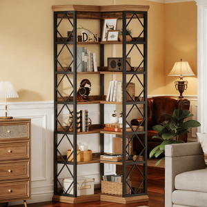Libreria Alta dal Design Francese Moderno per Casa e Hotel, in Rattan e Pannelli di Legno, per Soggiorno e Arredamento Supermercato - Product Image 4
