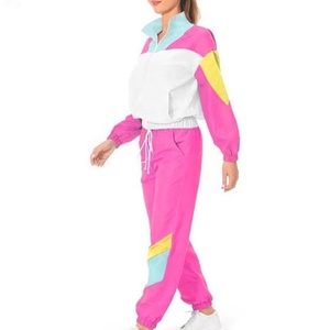 <b>Women</b> Winter Hooded Color Block Tracksuit Set Polyester/Elastane Long Sleeve Windbreaker <b>Jacket</b> Jogger Pants Front Casual - Product Image 2