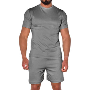 Ensemble deux pièces décontracté homme été le plus vendu – T-shirt et short en tissu éponge à séchage rapide, style streetwear, logo personnalisé 2026 - Product Image 1