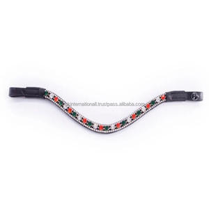 Diadema de cuero negro con incrustaciones de cristales multicolor y diseño de onda, con cierre de botón a presión, precio de fábrica al por mayor. - Product Image 5