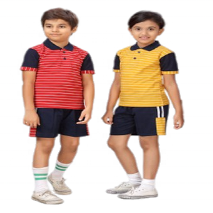 ชุดเดรสแขนสั้นเด็กผู้หญิงชุดเครื่องแบบชุดกีฬาเสื้อยืดถักและกระโปรงกางเกง - Product Image 2