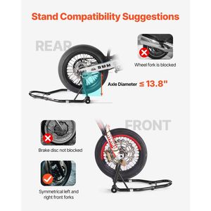 Nero 1100lbs capacità di sollevamento del motociclo anteriore Combo posteriore a doppia forcella ruota anteriore U + L forcella forcella rocca Stand motocicli - Product Image 4