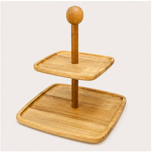 2-Tier Square Acacia Wood <b>Cake</b> <b>Stand</b> Premium Eco-Friendly Tiered Serving Tray for Wedding Dessert Displays Cupcake Holder - Product Image 5