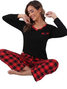Women's Long-Sleeve V-Neck Animal Print Pajama Set Soft 100% Cotton Breathable Luxury Spring Pajamas - Product Image 2