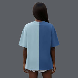 Nouveau T-shirt Oversize Femme Color Block Col Rond Manches Courtes Coupe Ample Respirant Tricoté Printemps-Été - Product Image 2