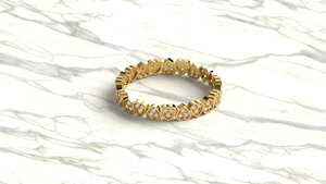 Anillo de Eternidad de Oro Romántico de 18K con Diamantes en Forma de Corazón y Corte Redondo, Anillo de Boda para Mujer, Anillo Apilable de Promesa, Joyería Nupcial - Product Image 3