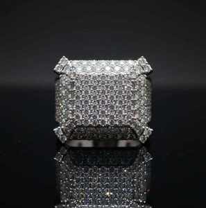 Men’s Hip Hop Iced Out Square <b>Ring</b> 925 Sterling <b>Silver</b> 10K 14K Gold Finish Luxury Diamond <b>Statement</b> <b>Ring</b> for Party Street Style - Product Image 2