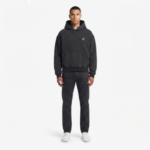 Sweat à capuche oversize en molleton Sherpa bio pour homme, effet vieilli, style streetwear de luxe, hiver - Product Image 1