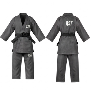 Conjunto de Uniforme de Karate Gris, Chaqueta, Pantalones y Cinturón de Artes Marciales para Hombres y Mujeres, para Entrenamiento, Dojo, Competencia, Kimono al por Mayor - Product Image 1